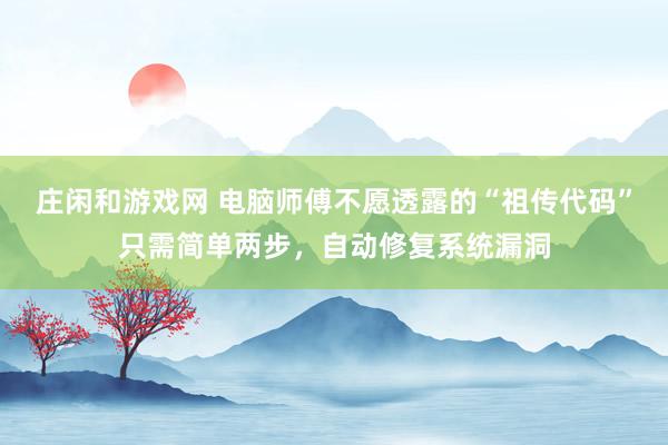 庄闲和游戏网 电脑师傅不愿透露的“祖传代码”只需简单两步，自动修复系统漏洞
