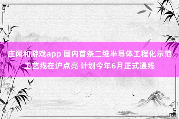 庄闲和游戏app 国内首条二维半导体工程化示范工艺线在沪点亮 计划今年6月正式通线