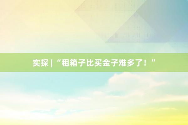 实探 | “租箱子比买金子难多了！”