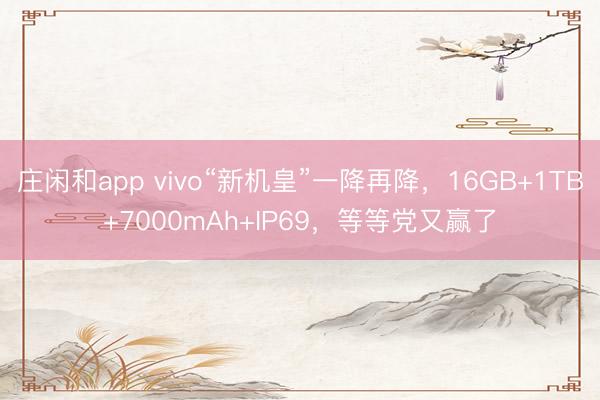 庄闲和app vivo“新机皇”一降再降，16GB+1TB+7000mAh+IP69，等等党又赢了